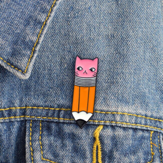 Pencil Cat Pensive Pin