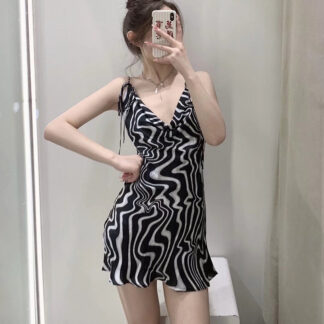 Retro Y2K 2000's Hot Girl Style Zebra Print Mini Dress