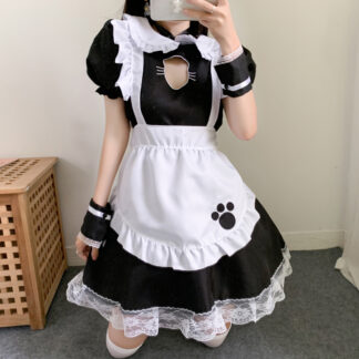 Kuro Neko Cat Girl Sexy Maid Cosplay Cafe Anime Cute Dress Set